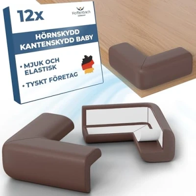 Bild av Hoffenbach Hörnskydd kantskydd för baby barnsäkring bord självhäftande stötsäkert skydd och barn (Brun, 12 st.)