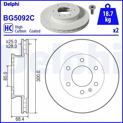Bild av Bromsskiva DELPHI BG5092C