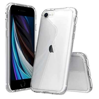 Bild av JT Berlin Pankow Clear skyddsskal för Apple iPhone SE (2020)/8/7 skal transparent (absorberande TPU ram, reptålig baksida av akrylglas, fingeravtrycksavtryck)