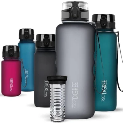 Bild av 720DGREE Vattenflaska &quot;uberBottle&quot; + fruktinfusion 350 ml, 500 650 1 l, 1,5 l BPA fri Tritan, läckagesäker, återanvändbar sport dricksflaska för barn, gym, fitness, utomhus, cykling, skola 09 safirblå Softtouch 1500ml