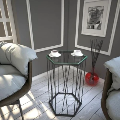 Bild av Sidobord Ubbeboda 40 cm Hexagon Svart/Silver