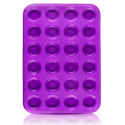 Bild av Belmalia Mini Muffinsform i Silikon med 24 Hål Non Stick Cupcake Formar för Bakning Idealisk Present till Bagare Hemmatlagning Tillbehör Lila