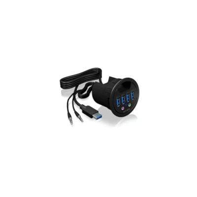 Bild av Skrivbordshubb 4 x USB 3.0 Typ A med ljudingång/utgång ICY BOX