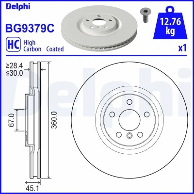 Bild av Bromsskiva DELPHI BG9379C
