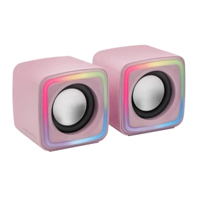 Bild av MarsGaming MSCUBEP rosa, kompakta RGB spelhögtalare, 8 W DSP ljudprocessor, volymkontroll