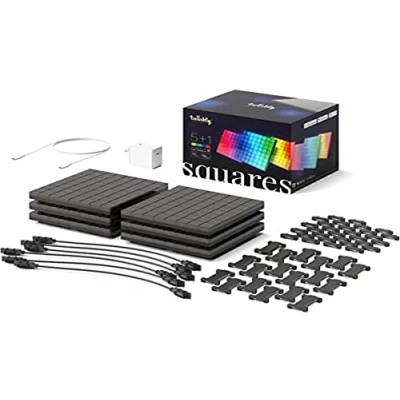 Bild av Twinkly Squares Startpaket LED ljuspaneler, APP styrda 1 Master Tile + 5 förlängningsplattor Smart Hembelysningsdekoration, Svart