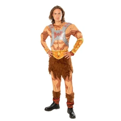 Bild av Rubies He Man Deluxe kostym för vuxna, digitalt tryckt muskelbröst jumpsuit, officiella Masters Of The Universe karneval, halloween, jul och födelsedag