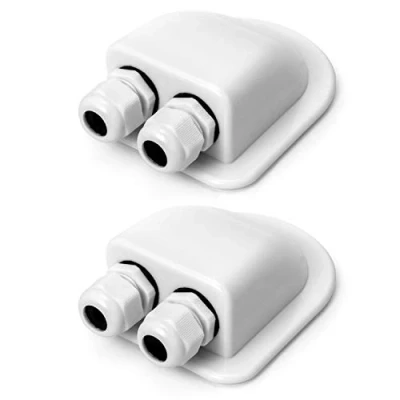 Bild av QWORK® 2 st IP68 solkabelingång, gland, vattentät, ABS sol, dubbelkabelingång, dubbla kabelingångshus för solpaneler på husbil, husvagn och marin, vit