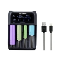 Bild av VOLTCRAFT IPC 2 rundcellsladdare I intelligent 4 facks laddare för olika batterityper, AAAA, AA, C, Li Ion, LiFePO och mer USB drivna hushållsbatterier