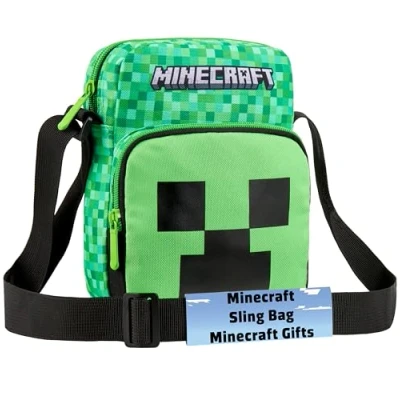 Bild av Minecraft axelväska för barn, Creeper Crossbody väska med justerbar rem spelgåvor pojkar, gRÖN, One Size