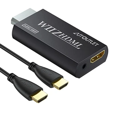 Bild av AUTOUTLET Wii till HDMI omvandlare WII2HDMI signal support 720P 1080P 3,5 mm ljud HD videoutdataadapter med 1 m kabel för