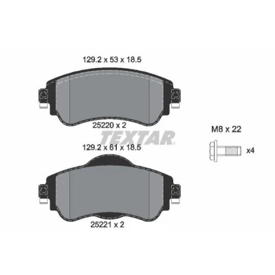 Bild av TEXTAR 2522001 Jeu de plaquettes frein non préparé pour indicateur d&#039;usure avec vis d&#039;étrier CITROËN: C4 II 5 portes, DS4 portes