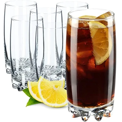 Bild av KADAX vattenglasögon, set de 6, dricksglasögon, juiceglas gjorda av glas, robusta glas för vatten, juice, trädgård, fest, dryck, öl, universella cocktailglas, drycksglasögon (Nadia, 365 ml)