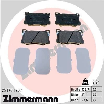 Bild av ZIMMERMANN 22176.170.1 Jeu de plaquettes frein avec indicateur d&#039;usure la photo correspond au contenu livraison HYUNDAI: Genesis I Coupe