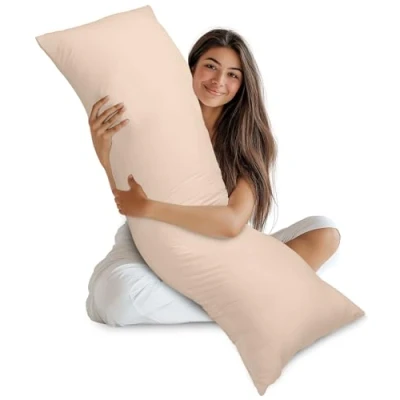 Bild av Utopia Sängkläder Side Sleeper Kudde, Helkroppskudde, Gravidstöd, Kudde (Beige, 50x135 cm)