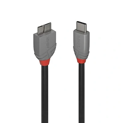 Bild av LINDY USB 3,2 typ C till mikro B kabel, 0,5 m, anthra linje