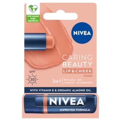 Bild av NIVEA vårdande läppstift caring skönhet 3 i 1 naken 4,8 g