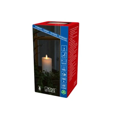 Bild av Konstsmide Christmas LED ljus IP44 krämvit slät Höjd 18cm
