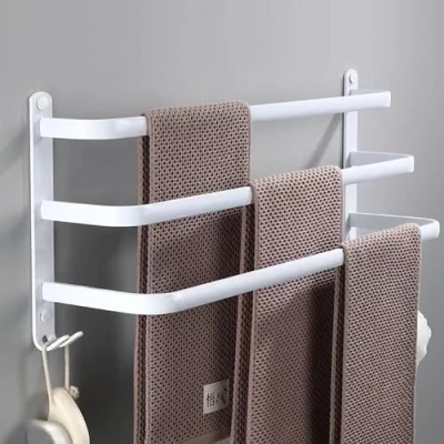 Bild av 80 cm handdukshållare utan borrning, vit, badrum, vägg badrum tillbehör set, kök handduksstång borrning