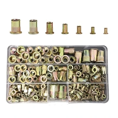 Bild av 192 stycken nitmuttrar, zinkpläterade gängmuttrar, blandade nitmuttrar för metall, trä, aluminium (M3/M4/M5/M6/M8/M10/M12)