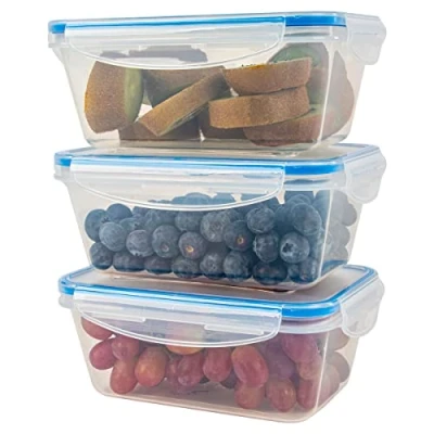 Bild av classbach® Uppsättning av 3 matbehållare plast med lock, 100% täta, lunchlåda, måltidslådor förvaringsburkar lämpliga för diskmaskin, mikrovågsugn och frys C FHD 4006 K
