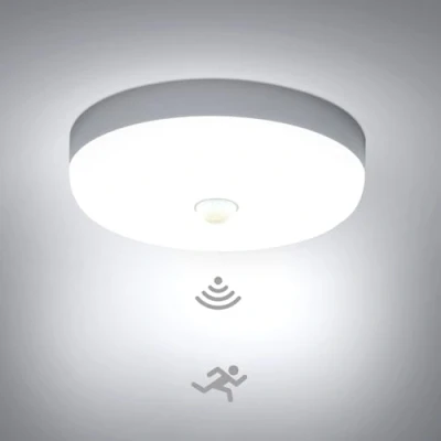 Bild av Combuh LED taklampa med rörelsedetektor för inomhusbruk, rund på 15 W, 6 500 k, 1 lm, kallvit, IP56 vattentät, sensortaklampa hall, garage, trapphus, balkong, kök. badrum och källare
