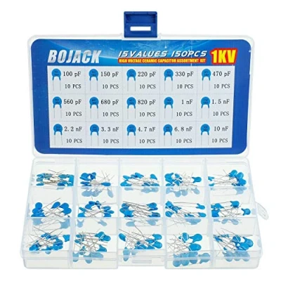 Bild av BOJACK 15 värden 150 st 1 KV/100 pF till 10 nF högspänning DIP keramisk kondensator sortiment kit