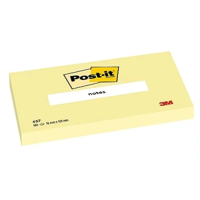 Bild av Post it anteckningar Kanariegul, paket med 12 kuddar, 100 ark per dyna, 76 mm x 102 mm, gul färg självhäftande för anteckningar, att göra listor och påminnelser