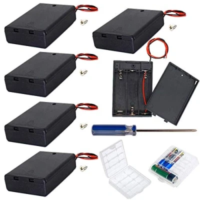 Bild av GTIWUNG 6 st 3 AA 4,5 V batterihållare plastbatteri, förvaringslåda med på/av brytare (3 lager), 2 batterilåda i plast, för och AAA
