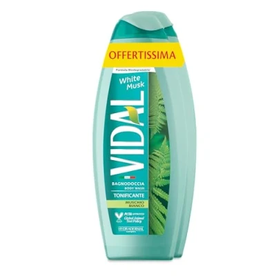 Bild av Vidal vit musk duschkräm, uppfriskande formel, mysk doft, dermatologiskt testad, 2 x 600 ml flaskor