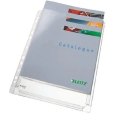 Bild av Leitz Premium expanderande stansad ficka, paket med 5, rymmer upp till 200 A4 ark, transparent, kraftig dokumentärm, 170 mikron PP material, 47188