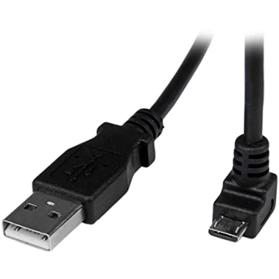 Bild av StarTech.com 2 m USB 2.0 A till Micro B kabel vinklad svart A/Micro datakabel/anslutningskabel