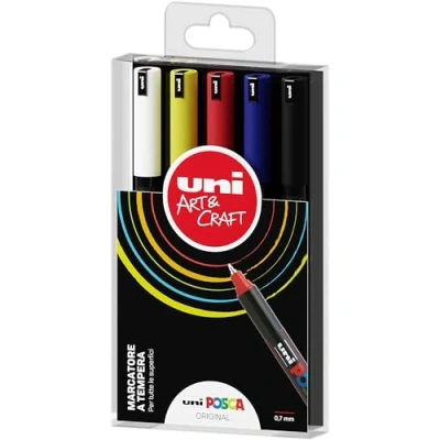 Bild av UNI POSCA PEN förpackning 5 stycken