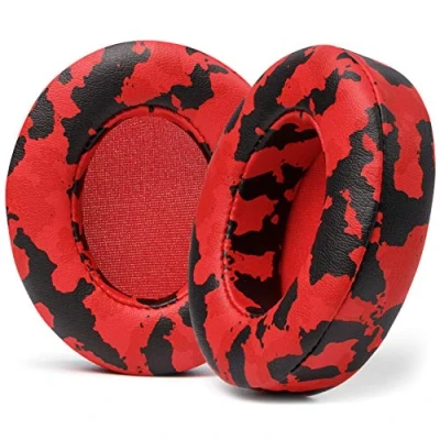 Bild av WC Wicked Cushions Byte av pannbandsdynor för Beats Studio 2 &amp; 3 (B0501, B0500) med och utan tråd Not Fit SOLO Mjukare PU läder, förbättrat skum starkare lim Röd Camo