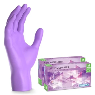 Bild av 200 ARNOMED engångshandskar lila, nitrilhandskar M, med 2x 100 st/box, purderfria handskar, latexfria gummihandskar, finns i XS, S, L &amp; XL.