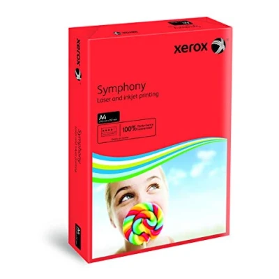 Bild av Xerox Symphony färgat papper multifunktionell brotlindad 80 gsm A4 mörkröd ref 03R93954 [500 ark]