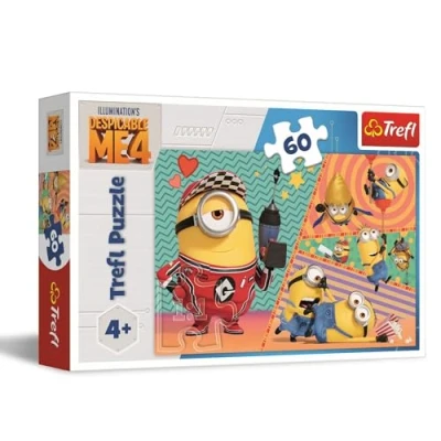 Bild av Trefl Despicable Me 4, Glada Minioner pussel 60 bitar Färgglatt med sagans karaktärer, Kreativ underhållning, Lek för barn från 4 år