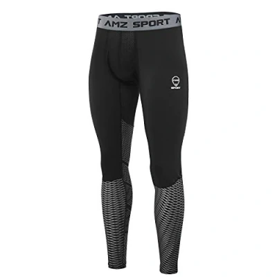 Bild av AMZSPORT Herr kompressionsbyxor löpning leggings cool torr baslager traning byxor, Svart 8006, XL
