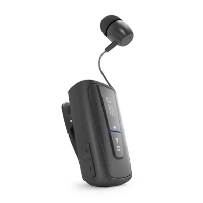 Bild av SBS Bluetooth headset med klipp och lindad tråd, multipoint teknik för att ansluta 2 enheter samtidigt, samtalstid upp till 7 timmar, Svart