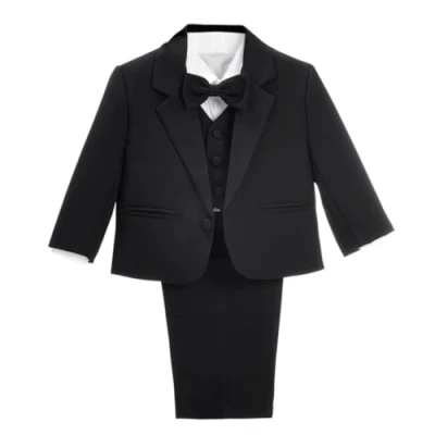 Bild av Lito Angels Bebisar Pojkar Formell Klänning Kostym Bröllopsoutfit Kläder, 5 Stycken Set (Blazer, Skjorta, Väst, Byxor, Fluga) Ålder 18 24 månader, Svart, 057