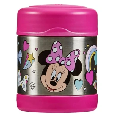 Bild av Termos Disney Mimmi Pigg matflaska (290 ml) BPA fri, rostfritt stål, spillsäker, Daisy Duck, termisk barnflaska med personliga namnetiketter för lunchlåda, 5 timmar varm och 7 kall