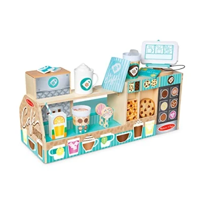Bild av Melissa &amp; Doug Barista café i trä (35 delar) Träleksaker Rollspelsleksaker Montessori 3+ Present till pojke eller flicka