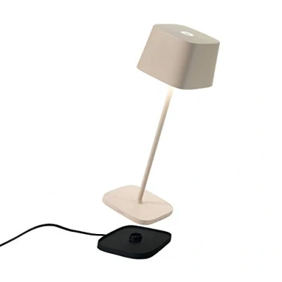 Bild av Zafferano Ofelia Pro trådlös LED bord av aluminium, dimbar, IP65 skydd, inomhus/utomhus, EU kontakt höjd: 29 cm (sand) [energiklass A+++], LD0870S3