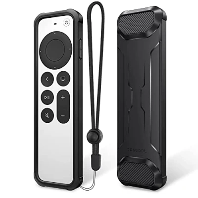 Bild av Fintie Skyddsfodral för Apple TV Siri Remote 2021 mjuk TPU lätt halkfritt stötsäkert skydd 4K/HD fjärrkontroll (2:a generationen), svart