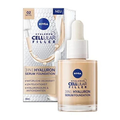 Bild av Nivea Cellular Filler 3IN1 Hyaluron Serum Foundation Foundation, Storlek: 30 ml, Medium