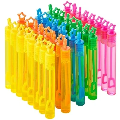 Bild av THE TWIDDLERS 40 Neon Mini Star Wand Bubble Maker i Assorterade Färgglada Flaskor 10 ml Barnpresent Leksak Födelsedagspinata Fyllare Festgåvor Klassrumspris och Belöning