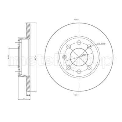 Bild av METELLI 23 0080 Disque de frein 236,0 12,7 6 60,0 plein OPEL: Corsa B 3/5 portes, Astra F CC, Berline, VAUXHALL: Mk1, Mk3 CC
