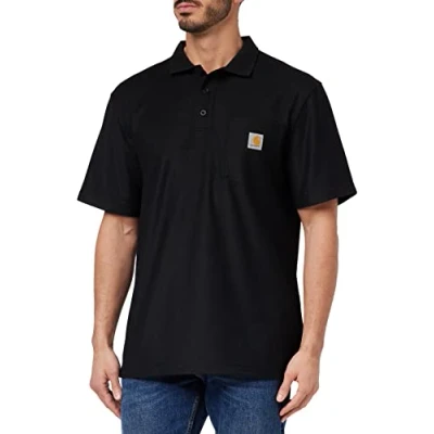 Bild av Carhartt, Herr, lös passform, medelvikt, kortärmad ficka polo, Svart, XS