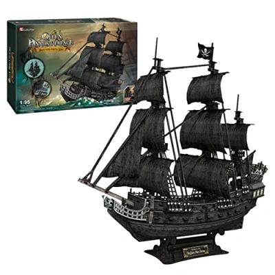Bild av 3D Piratbåt Queen Anne&#039;s Puzzle modellbyggnad för vuxna och barn pusselmodell modellbygge montering 328 bitar 240 min