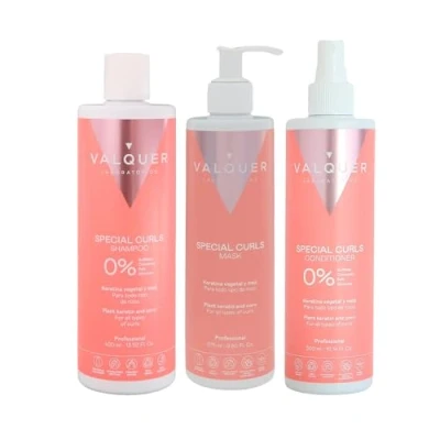 Bild av Válquer Professional Curly Method Pack Schampo 400 ml + Mask 290 Balsam 300 Special lockar, lockigt hår, sulfatfria, saltfria perfekta lockar. Upp till 96% naturligt ursprung